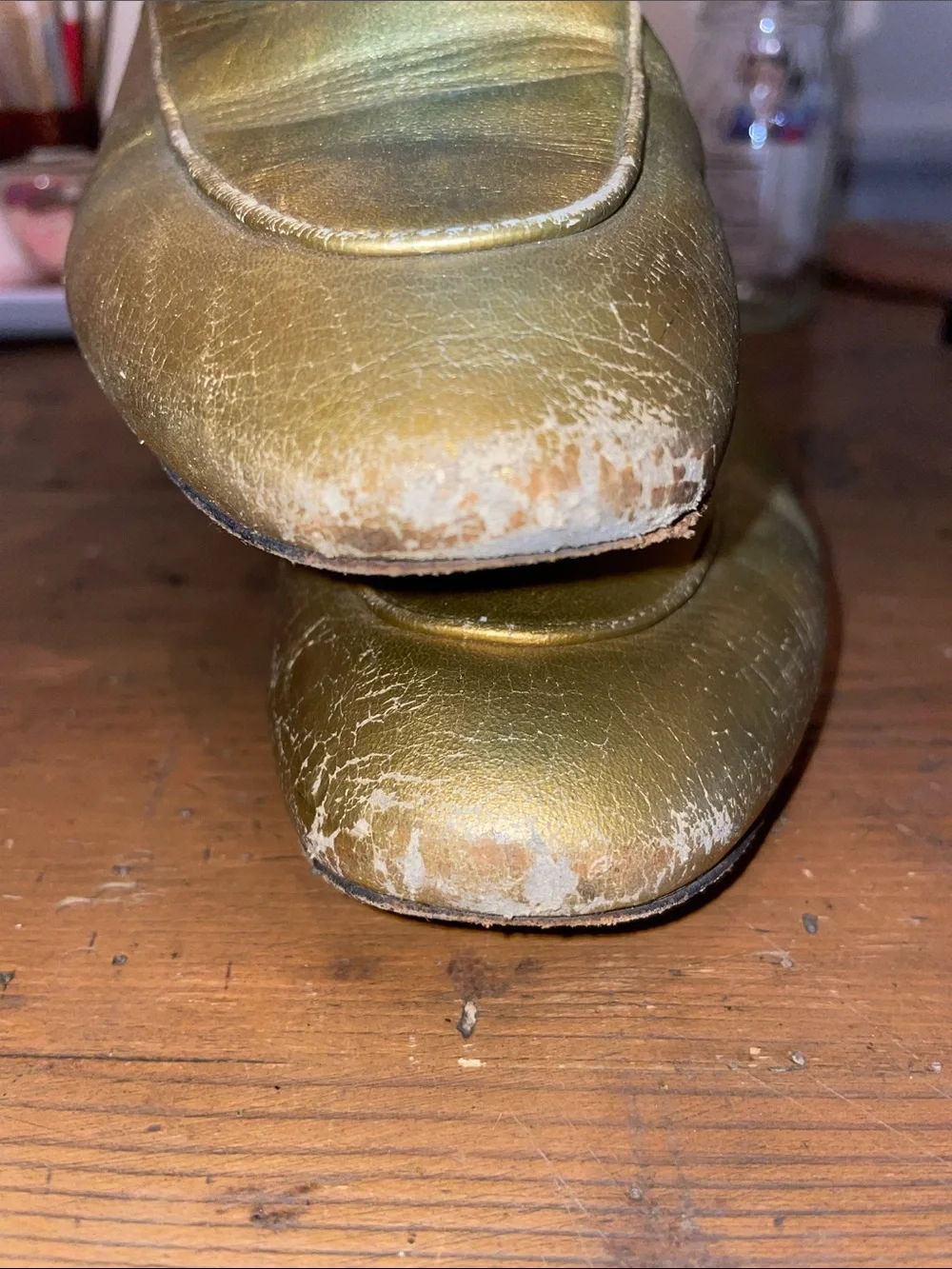 Gucci Metallic Gold Leather Slip-On Horsebit Mules